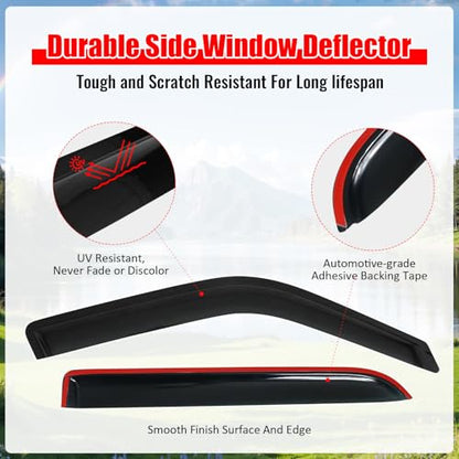 IKON MOTORSPORTS Tape On External Window Visor, Compatible with 1997-2017 Ford Expedition 1998-2017 Lincoln Navigator, Acrylic Smoke Tinted 4PCS Sun Rain Shade Guard Wind Vent Air Deflector