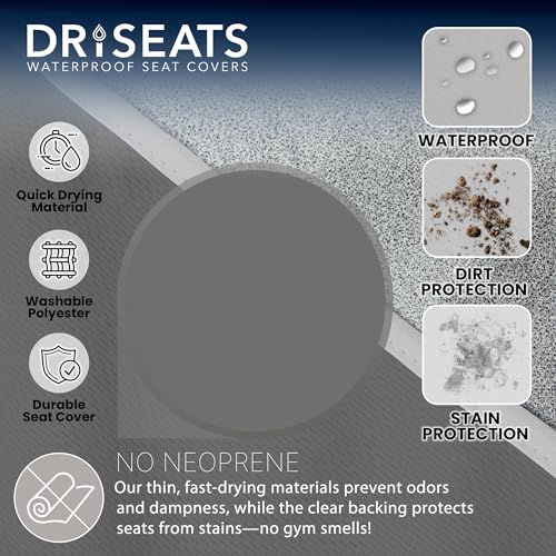 Dri Seats Waterproof Car Seat Cover – Premium Sweat Towel with Slip Resistant Backing for Front Seats in Cars, Trucks, SUVs – Universal Seat Covers & Liner, Easy Install (Gray, Large) - color: Gray, size: Large