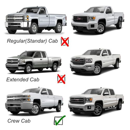 94805Y Chrome Side Window Visor Wind Vent Deflector,4pcs Outside Mount Style Rain Guards for 2019-2024 Chevrolet/GMC Silverado/Sierra 1500 Crew Cab, 2020-2024 2500 HD/3500 HD Crew Cab - size: 19-24 Silverado/Sierra Crew Cab (Chrome)