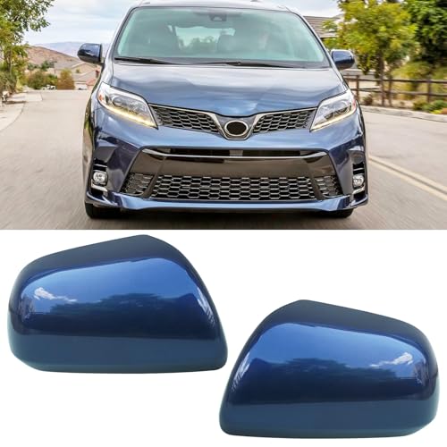 Moonlinks 1Pair Compatible with 2012 2013 2014 2015 2016 2017 2018 2019 2020 Toyota Sienna Mirror Cover Replacement, Blue Left Driver Side&Right Passenger Side Door Rearview Side Clip-on Mirror Cap - color: Pair Blue