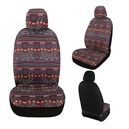 Baja Saddle Blanket Car 4PCS Front, Breathable and Washable Striped Woven Automotive Vehicle Universal Boho Seat Cover for Sedan, SUV, Truck, Airbag Compatible - color: Red Baja, size: Front