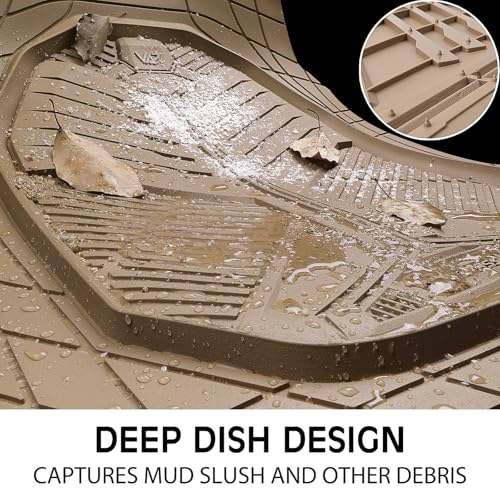 CAR PASS Heavy Duty Rubber Car Mats with Cargo Liner, Deep-Dish Car Floor Mats and Trunk Mat All Weather, Universal Trim-to-Fit for SUVs Trucks Sedans, Waterproof Anti-Slip, Trimmable V12 Beige - color: Beige Full Set