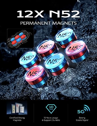 LISEN Magnetic Car Phone Mount for iPhone and Android with 6 Magnets and Adjustable Arch Design, Black