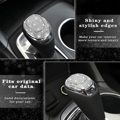 TOMALL Bling Gear Shift Knob Cover Compatible with Chevy Equinox 2018-2020 Cruze 2017-2019 Malibu 2016-2020 Shifter Panel Cover Shift Gear Lever Cover Trim Crystal Bling Decoration for Car Accessories