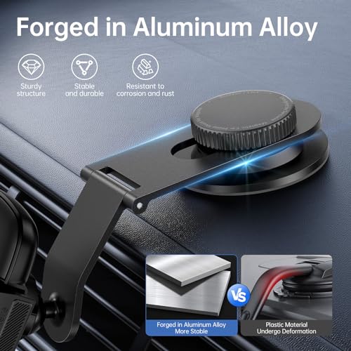 SYNCWIRE Car Phone Holder for Universal Dashboard [Super Stable] Car Phone Mount Foldable Aluminum Alloy Arm for iPhone 17 16 15 14 13 12 Series & All Phones