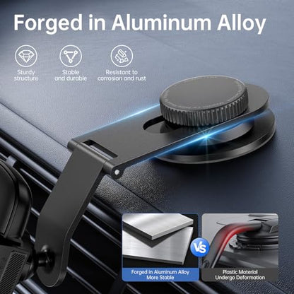 SYNCWIRE Car Phone Holder for Universal Dashboard [Super Stable] Car Phone Mount Foldable Aluminum Alloy Arm for iPhone 17 16 15 14 13 12 Series & All Phones