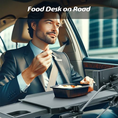 Paffenery Large Car Steering Wheel Tray Back Seat Headrest Tray with Phone Holder, Steering Wheel Desk Food Table for Car Laptop Mount Steering Wheel for Large Trucks