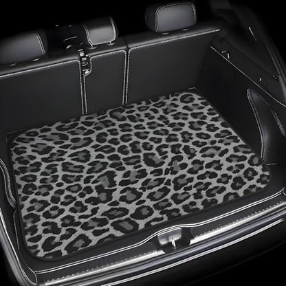 Universal Car Trunk Mat 29" x 39", Gray Leopard Print All Weather Trunk Protection Cargo Liner, Durable Cargo Mat Rear Trunk Liner, Stylish Vehicle Interior Accessories Suitable for Most Car Models - color: Gray Leopard Print