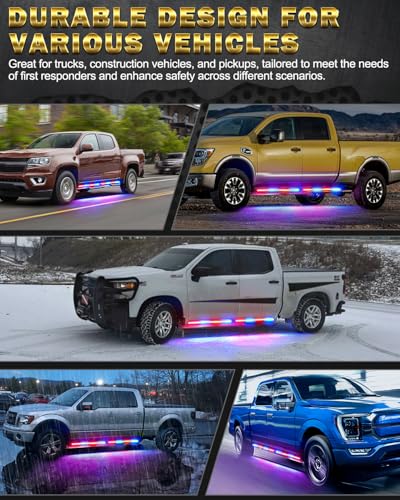 LUMENIX 70 Inch Emergency Running Board Rigid Strobe Lights Strip Bar 864 LED Flashing Warning Police Light with Controller for Cop Vehicles Trucks Pickups Cars - Red and Blue - color: Red and Blue