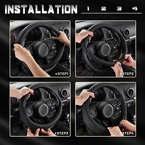 SEG Direct Car Steering Wheel Cover for Prius Civic Model 3 Model Y Camaro, Small Size 14-14.25 inch, Black Microfiber Leather - color: Black, size: Small size[14''-14 1/4'']