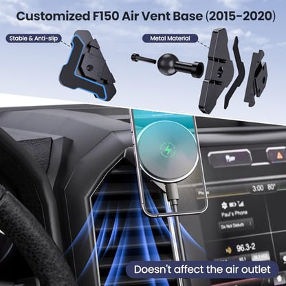 Kaishengyuan Wireless Charger Magnetic Vent Phone Mount Compatible with 2015-2020 Ford F-150, 2017-2021 Super Duty & 2018-2021 Expedition Metal Phone Holder Cradles Bracket Stand for All Smartphone - style: Magnetic Charge