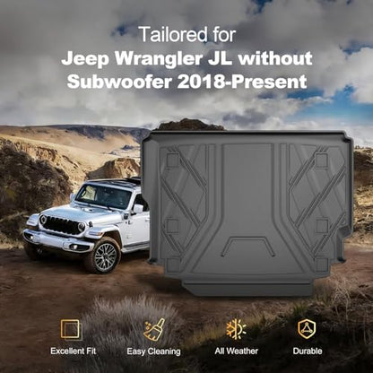 Upgraded Wrangler JL Trunk Mat | AOMSAZTO Cargo Liner for 2018-2026 Jeep Wrangler JL 4X4 Without OEM Subwoofer, All Weather Upgrade Cargo Mat Rubber for Wrangler JL-(Not for JK or 4XE) - style: 6) for Jeep Wrangler JL Without Subwoofer 2018-2026 Cargo Lin