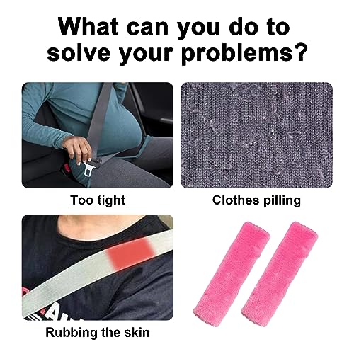 Ziciner 2 Packs Car Seatbelt Covers Shoulder Pad, Universal Soft Faux Sheepskin Shoulder Cover for Comfortable Driving, Fluffy Seat Belt Protector Help to Protect Your Neck and Shoulder (Pink) - color: Pink