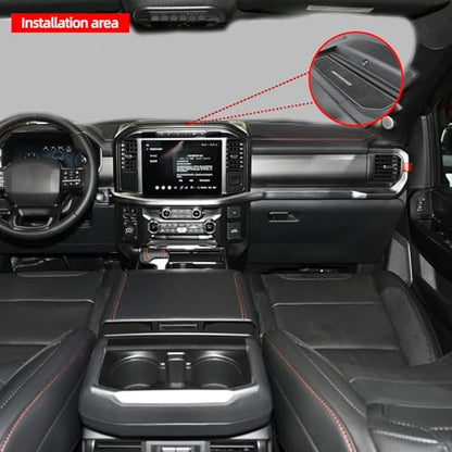 BETTERHUMZ Car Dashboard Storage Panel Pad Compatible with Ford F150 2021 2022 2023 2024 2025 for Alcantara Carbon Leather Anti-Slip Mat Interior Molding Accessories (Suede Black)