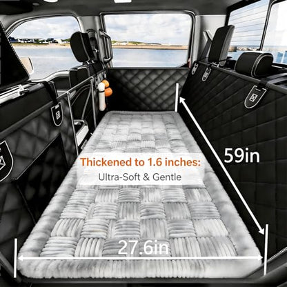 59"x27.6" Thickened Backseat Dog Bed Mat, Upgraded Non-Slip Pet Car Seat Blanket with Laundry Bag, High-Resilience PP Cotton, Washable, for Backseat Extenders & Seat Covers, Gray - color: Grey