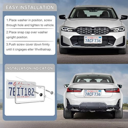 LivTee Chrome License Plate Frames, 2 Holes Stainless Steel License Plate Covers, 2PCS Car License Plate Holder, Automotive Accessories, Slim Design with Bolt and Gasket Cover for US Cars(Silver) - color: Mirror Silver