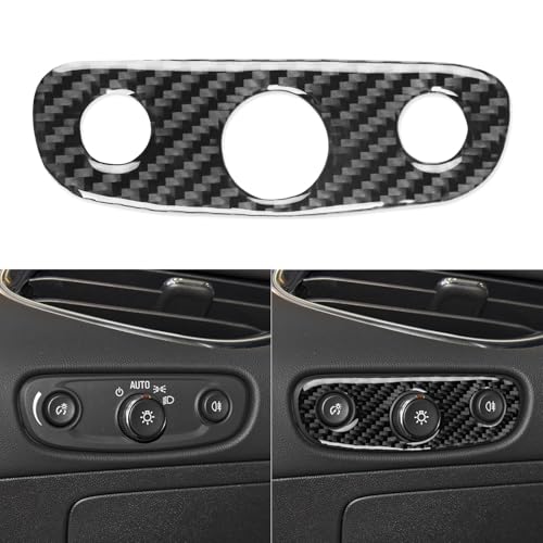 Black Carbon Fiber Compatible with Chevrolet/Chevy Malibu 2016 2017 2018 2019 2020 2021 2022 2023 2024 2025 Accessories Car Headlight Switch Dome Lamp Switch Cover Interior Trim Decal -B - color: Headlight Switch -B