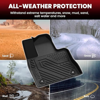 LASFIT Floor Mats & Cargo with Backrest Mat for Ford Explorer 7 Seats 2020-2025 2026 7 Passenger(Not Fit 6 Seats), Custom Fit All Weather Protector TPE Easy Clean Floor Liners, 5pcs Full Set Black - style: 3) Explorer 7-Seat| 20-26 | Combo Set