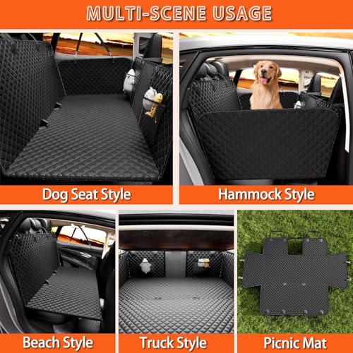 Chilino Back Seat Extender for Dogs - Large Space, Waterproof Dog Car Seat Cover for Back Seat with Hard Bottom Holds 420lbs, Upgraded Material Waterproof Pet Car Bed Dog Hammock for Car, SUV,Truck - color: Black