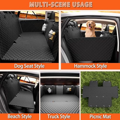 Chilino Back Seat Extender for Dogs - Large Space, Waterproof Dog Car Seat Cover for Back Seat with Hard Bottom Holds 420lbs, Upgraded Material Waterproof Pet Car Bed Dog Hammock for Car, SUV,Truck - color: Black