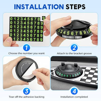 2026 New Multifunction Car Anti-Slip Pad, 360° Rotatable Phone Holder Dashboard Pad with Hidden Parking Number Plate, Car Anti Slip Pad Phone Holder for Phone Keys Sunglasses (Gray) - color: Gray