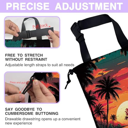 Car Trash Bag Hanging Palm Trees Sunrise Beach Landscape Car Trash Can for Back Seat Waterproof Car Garbage Can with Adjustable Straps and Drawstring for Car Accessories Vehicle Travelling Camping - color: Palm Trees Sunrise Beach Landscape