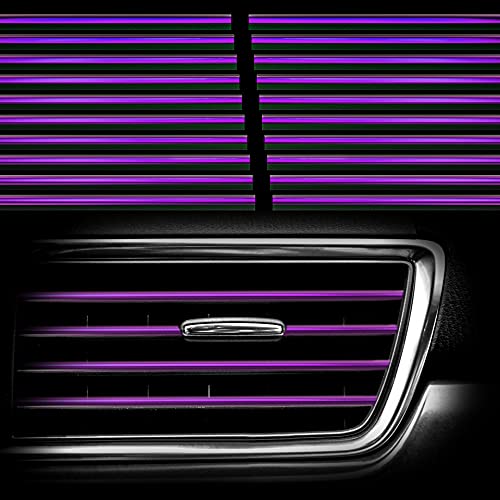 20Pcs Car Auto Air Conditioner Vent Outlet Trim Strip, DIY Decoration Chrome PVC Car Interior Moulding Trim Strip Line for All Straight Air Vent Outlet (Purple) - color: Purple