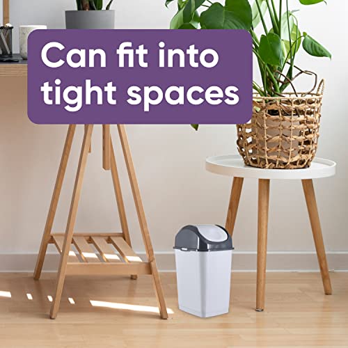 Superio Mini Desktop Trash Can with Swing Top Lid Portable Plastic Garbage Can for Countertop, Desktop, Make up Vanity, Bathroom, Car, Under Sink, Dorm Compact Waste Bin 5 L 1.25 Gal (2, Smoke/Grey) - size: 1.25 Gallon, style: 2 Pack