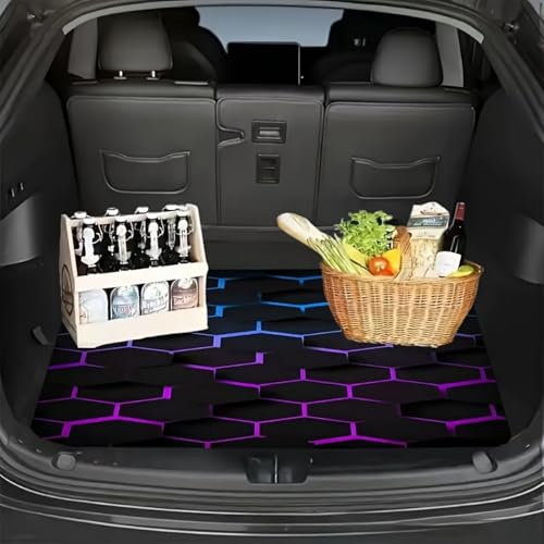 Universal Car Trunk Mat 29" x 39", Blue-Purple Geometry All Weather Trunk Protection Cargo Liner,Durable Cargo Mat Rear Trunk Liner, Stylish Vehicle Interior Accessories Suitable for Most Car Models - color: Blue-Purple Geometry