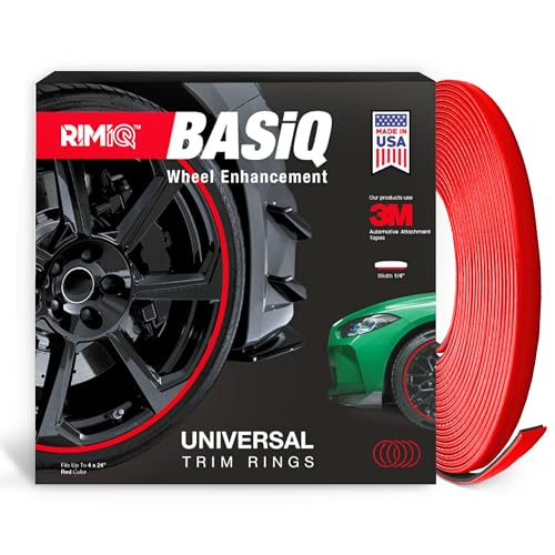 RIMiQ BASiQ 1/4" Universal Styling Trim - 26 Feet, 6 Colors, Flat Design, Easy to Apply with Premium 3M Tape - Versatile Rim Styling and Color Accent for Cars, Trucks, SUVs - Red - color: Red, size: BASiQ