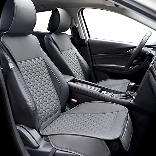Elantrip 2PCs Front Car Seat Covers Leather Car Seat Protector Universal fit for Most Cars SUVs and Trucks Water Proof Seat Protector Gray - color: Gray, size: Front Set