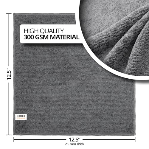 CERAKOTE Microfiber Towels (12 Pack) - Cleaning and Application Towels Durable Microfiber Material - 300 GSM Lint-Free Towel - Ideal for Cars, Home, Shop and Office Cleaning - size: 12.5" x 12.5"