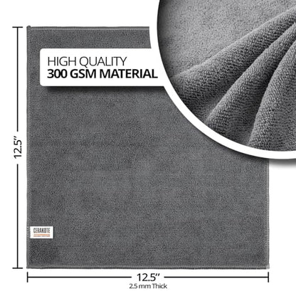 CERAKOTE Microfiber Towels (12 Pack) - Cleaning and Application Towels Durable Microfiber Material - 300 GSM Lint-Free Towel - Ideal for Cars, Home, Shop and Office Cleaning - size: 12.5" x 12.5"