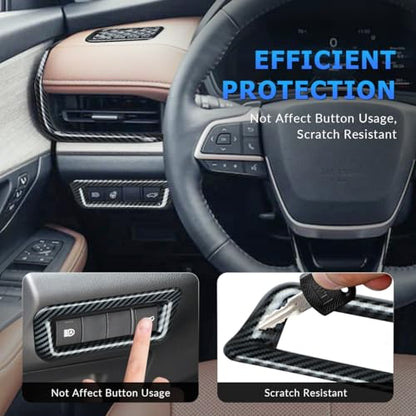 INTGET Center Console Dashboard Side Air Vent Outlet Cover for 2026 Toyota Grand Highlander Accessories 2024 2025 Interior Trim Kits with Headlight Control Switch Cover (ABS Carbon Fiber, 5PCS) - color: 5 PCS Air Vent Outlet Cover Kits