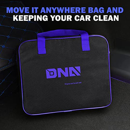DNA Motoring Car Detailing Brush Cleaning Tools Set with Carry Bag for Auto Interior & Exterior Wheel Dashboard Vent, TOOLS-00279 - style: Detailing Brush set Blue