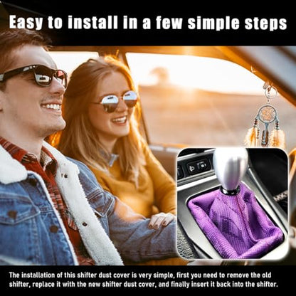 povtii Car Shift Boot Cover, Waterproof Canvas Fabric Manual Automatic Shift Knob Boot Dust Cover, Gear Gaiter Cover Auto Shift Boot Sleeve Protector, Universal Car Accessories (Purple) - color: Purple