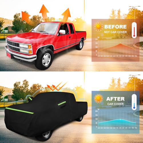 QUNSUNUS Waterproof Truck Cover for Chevrolet C/K 1500/2500/3500 1988-1999, Outdoor Truck Cover with Zipper, Full Exterior Car Covers for Automobiles All Weather with Wind, Sun, UV and Dust Protection - size: for Chevrolet C/K 1500/2500/3500