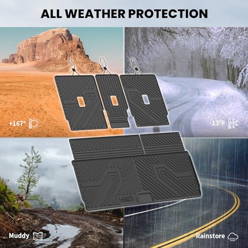 LASFIT Floor Mats&Cargo Backrest Mat for 7&8 Seats Ford Expedition Standard & Lincoln Navigator Standard 2025 2026,Costom Fit All Weather Protection TPE Easy Clean Floor Liners,4pcs. - style: 7) Expedition 7 Seats Standrad| 25-26 | Cargo&Seatback