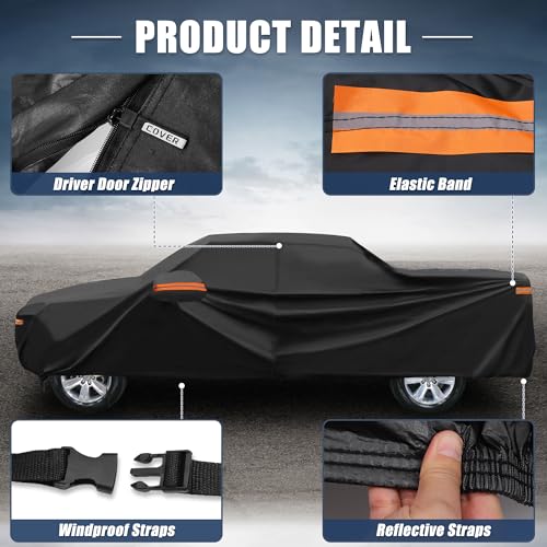 X AUTOHAUX Car Cover for Toyota Tacoma Crew Cab Pickup 2005-2021 Aluminum Film Outdoor Waterproof Sun Rain Snow Hail Protection with Driver Door Zipper - size: for Toyota Tacoma Crew Cab Pickup 2005-2021
