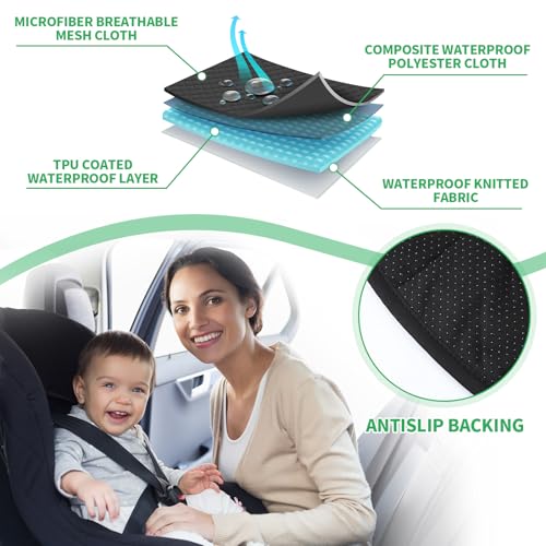 2 Pack Dinosaur Car Seat Protector for Potty Training Waterproof Piddle Pad Cover from Spillages Nappy Leaks Toilet Training Anti Slip Backing Strollers Carseat Liner for Toddlers Babies Summer - style: Dinosaur