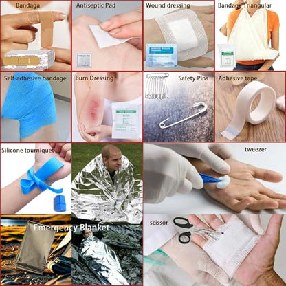 293Pcs/set - First Aid Kit Molle Pouches Emergency Survival Kit Suitable for Outdoor Activities, Home, School, Hiking, Car Travel and Camping - Quick Response First Aid Essentials (CP) - color: Cp