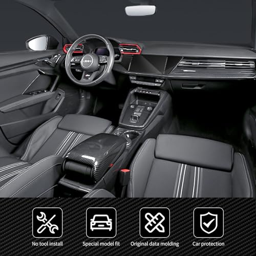 Car Door Handle Bowl Cover Compatible with Audi A3 2021-2023, Carbon Fiber Door Handrail Paint Guard Cover for Hatchbacks, ABS Door Handle Cup Protective Sticker