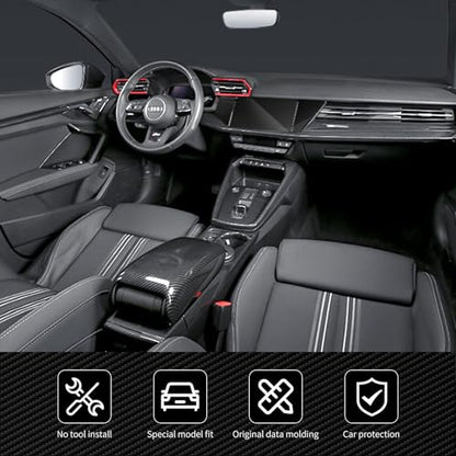 Car Door Handle Bowl Cover Compatible with Audi A3 2021-2023, Carbon Fiber Door Handrail Paint Guard Cover for Hatchbacks, ABS Door Handle Cup Protective Sticker
