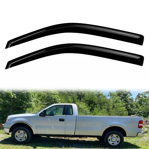 2PC Rain Guards for 2004-2014 Ford F150 SuperCab Window Visors for 10-14 F150 Raptor SuperCrew Deflectors Sun Shades Vent Tape On Out Channel - size: 04-14 Ford F150 SuperCab