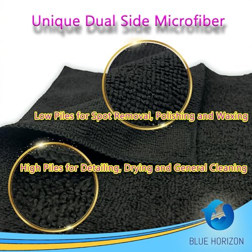 Black Microfiber Cleaning Towels, 36-Pack Dual-Sided Ultra Soft Plush Washcloth, Professional Grade Premium Microfiber Detailing Cleaning Cloths, Car, Household and Commercial (Black, 16" x 16") - color: Black, size: 16" x 16"