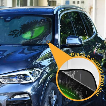 Windshield Sun Shade Green Eyes Front Window Block UV Shades Visor Reflective Retractable for Car SUV Trucks - color: B001