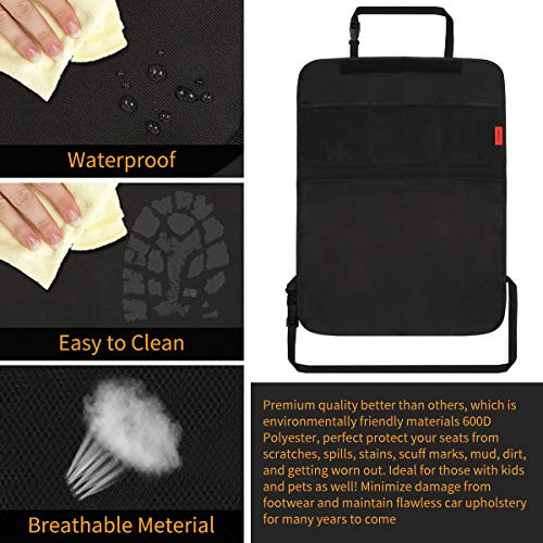 Kaiphy Car Backseat Organizer Premium Quality Car Kick Mats with 10" Tablet Holder - Extra Large Pocket- Sturdy Top 2Pack