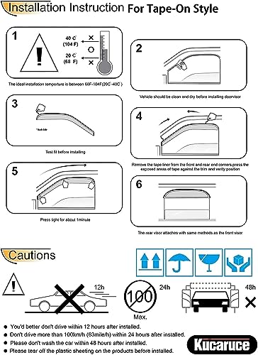 4Pcs Side Window Wind Deflector, Out-Channel Tape-On Dark Smoke Nice Rain Guards Set, Window Visor Compatible with 2014-2020 Chevy Impala 94991 - size: for 2014-2020 Chevy Impala