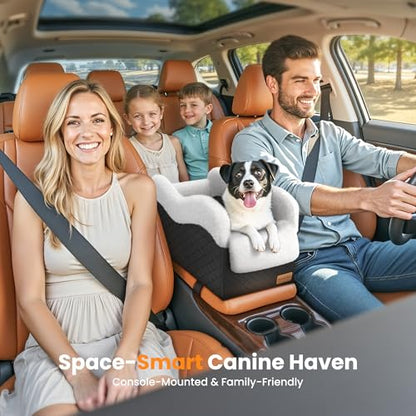 Portable Small Dog Seat for Car, Luxury Center Console Dog Car Seat Booster with Safety Tethers, Anti-Collapse Pet Travel Carseat for SUV, Truck (Black/White) - color: Black/White