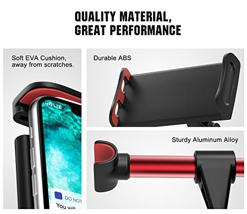 MoKo Headrest Phone/Tablet Car Mount, Adjustable Tablet Holder for 4-12.9" Devices, Fit with iPhone 16/Pro/Pro Max/Plus, iPhone 15/Pro/Plus/Pro Max, iPhone 14 Pro Max/14, iPad Air 4/Mini 6,Red - color: Red